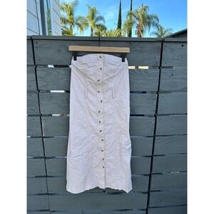 L’Academie Los Angeles Blush Strapless Midi Dress, Button Down , Elastic Top, XS